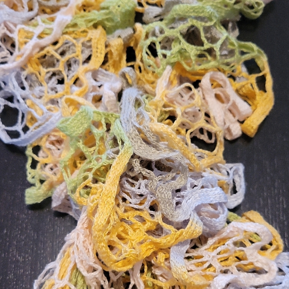 Multicolor Ruffled Hand Knit Yarn Scarf - Picture 4 of 6